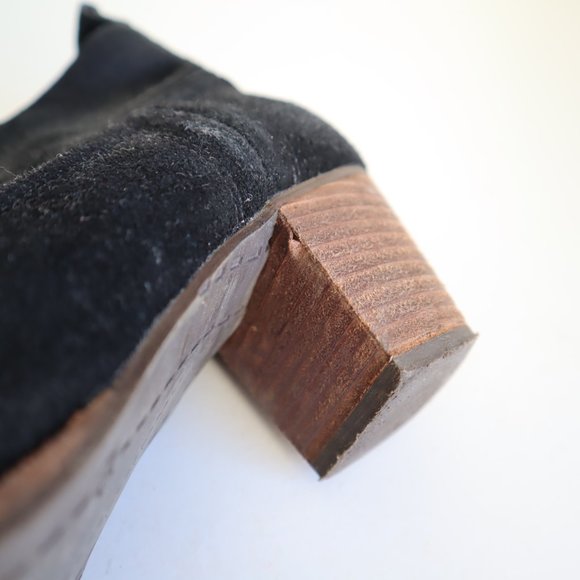Dolce Vita Black Suede Stacked Heel Ankle Boots, Size 6 - Picture 8 of 11